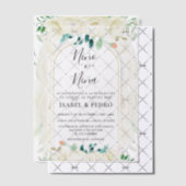 Moderne White Floral Garden Spanische Geschlechtso Pergament Einladungen (Versetzt (Einladung))