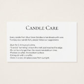 Moderne White Foto Candle Care Card (Rückseite)