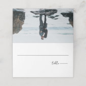 Moderne White Foto Script Hochzeitsskrippe Platzka Platzkarte (Außenseite Aufgefaltet)