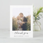 Moderne White Frame Foto Wedding Dankeskarte (Stehend Vorderseite)