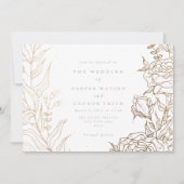 Moderne White Gold Black Elegante Blumenhochzeit Einladung (Vorderseite)