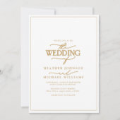 Moderne White & Gold Calligraphy Wedding Einladung (Vorderseite)