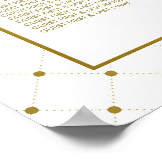 Moderne White & Gold Foil-Effekt Hochzeitsplanung Poster (Ecke)