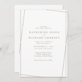 Moderne White & Gold Geometric No Parters Wedding Einladung (Vorne/Hinten)