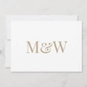Moderne White Gold Monogram Wedding Einladung (Rückseite)