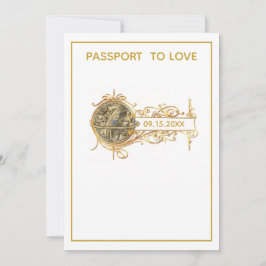 Moderne White Gold Passport Hochzeit Einladung