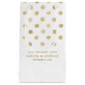 Moderne White & Gold Polka Dots Gastgeschenk Hochz Kleine Geschenktüte (Vorderseite)