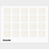 Moderne White & Gold Polka Dots Gastgeschenk Hochz Quadratischer Aufkleber (Blatt)