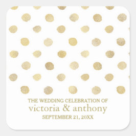 Moderne White & Gold Polka Dots Gastgeschenk Hochz Quadratischer Aufkleber