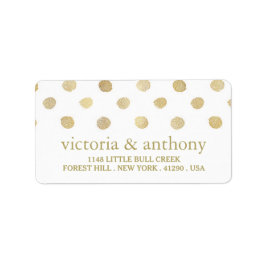 Moderne White & Gold Polka Dots Hochzeit Adressaufkleber