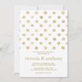 Moderne White & Gold Polka Dots Hochzeit Einladung (Vorderseite)