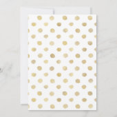 Moderne White & Gold Polka Dots Hochzeit Einladung (Rückseite)