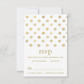 Moderne White & Gold Polka Dots Hochzeit RSVP Karte (Vorderseite)