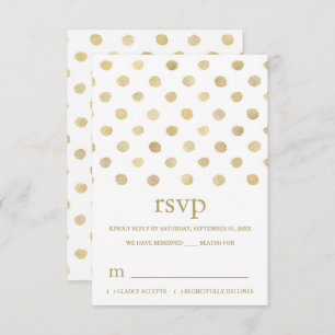 Moderne White & Gold Polka Dots Hochzeit RSVP Karte