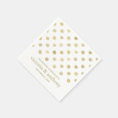 Moderne White & Gold Polka Dots Hochzeit Serviette (Ecke)