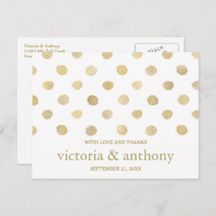 Moderne White & Gold Polka Dots Hochzeit Vielen Da Postkarte