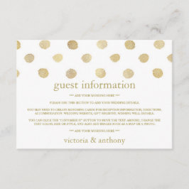 Moderne White & Gold Polka Dots Hochzeitsdetails Begleitkarte