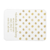Moderne White & Gold Polka Dots Save the Date Magnet (Horizontal)