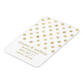 Moderne White & Gold Polka Dots Save the Date Magnet (Linke Seite)