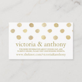Moderne White & Gold Polka Dots Wedding Website Begleitkarte