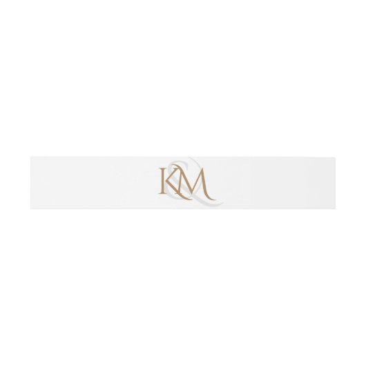 Moderne White Gold Script Monogram Simple Wedding Einladungsbanderole (Flach)