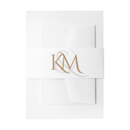 Moderne White Gold Script Monogram Simple Wedding Einladungsbanderole