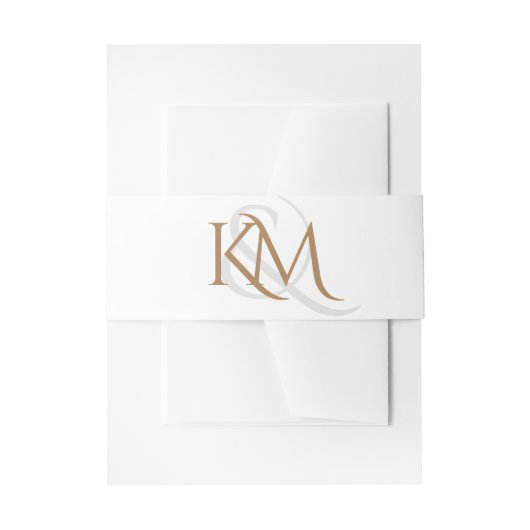 Moderne White Gold Script Monogram Simple Wedding Einladungsbanderole (Vorderseite Beispiel)
