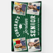 Moderne White Green Abschluss Class 2024 FOTO Banner (Vertikal)