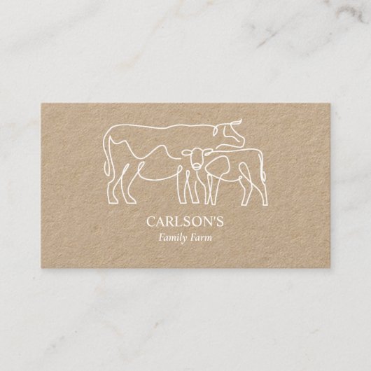 Moderne White Kraft Family Cattle Farm Visitenkarte (Vorderseite)