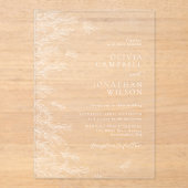 Moderne White Minimal Blätter Botanische Hochzeit Acryleinladungen (Vorderseite)