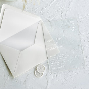 Moderne White Monogram Wedding Acryleinladungen