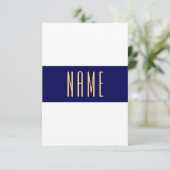 Moderne White Navy Center Band Tall Eleganter Text Dankeskarte (Stehend Vorderseite)