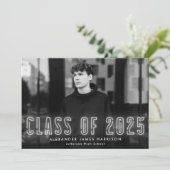 Moderne White Neon Class 2023 Foto Abschluss Ankündigung (Stehend Vorderseite)