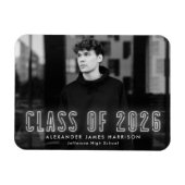 Moderne White Neon Class 2025 Foto Abschluss Magnet (Horizontal)