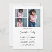 Moderne White Overlay 4 Foto Graduation Party Einladung (Rückseite)