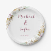 Moderne White & Pink Wedding Plate - elegant & sti Pappteller (Vorderseite)