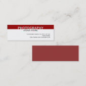 Moderne White Red Fotografy Business Card Mini Visitenkarte (Vorne/Hinten)