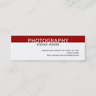 Moderne White Red Fotografy Business Card Mini Visitenkarte