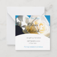 Moderne White Rose Wedding rettet das Datum