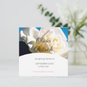 Moderne White Rose Wedding rettet das Datum Save The Date (Stehend Vorderseite)
