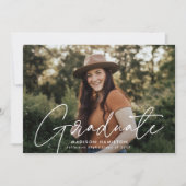 Moderne White Script Foto Graduation Party Einladung (Vorderseite)