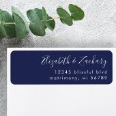 Moderne White Script Navy Blue Rücksendeadresse