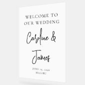 Moderne White Script Schriftart Hochzeit Willkomme Acrylschild (Winkel)