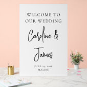 Moderne White Script Schriftart Hochzeit Willkomme Acrylschild (Hochzeit)