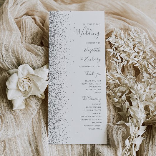 Moderne White Silver Glitzer Edge Wedding
