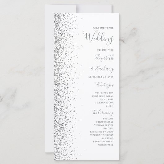 Moderne White Silver Glitzer Edge Wedding (Vorderseite)