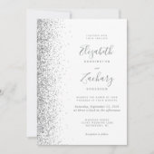 Moderne White Silver Glitzer Edge Wedding Einladung (Vorderseite)