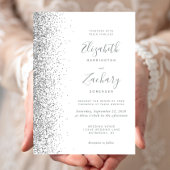 Moderne White Silver Glitzer Edge Wedding Einladung