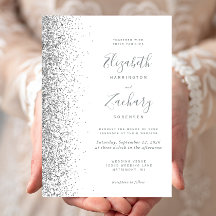 Moderne White Silver Glitzer Edge Wedding