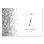 Moderne White Silver Glitzer Edge Wedding Tischnummer (Rückseite)